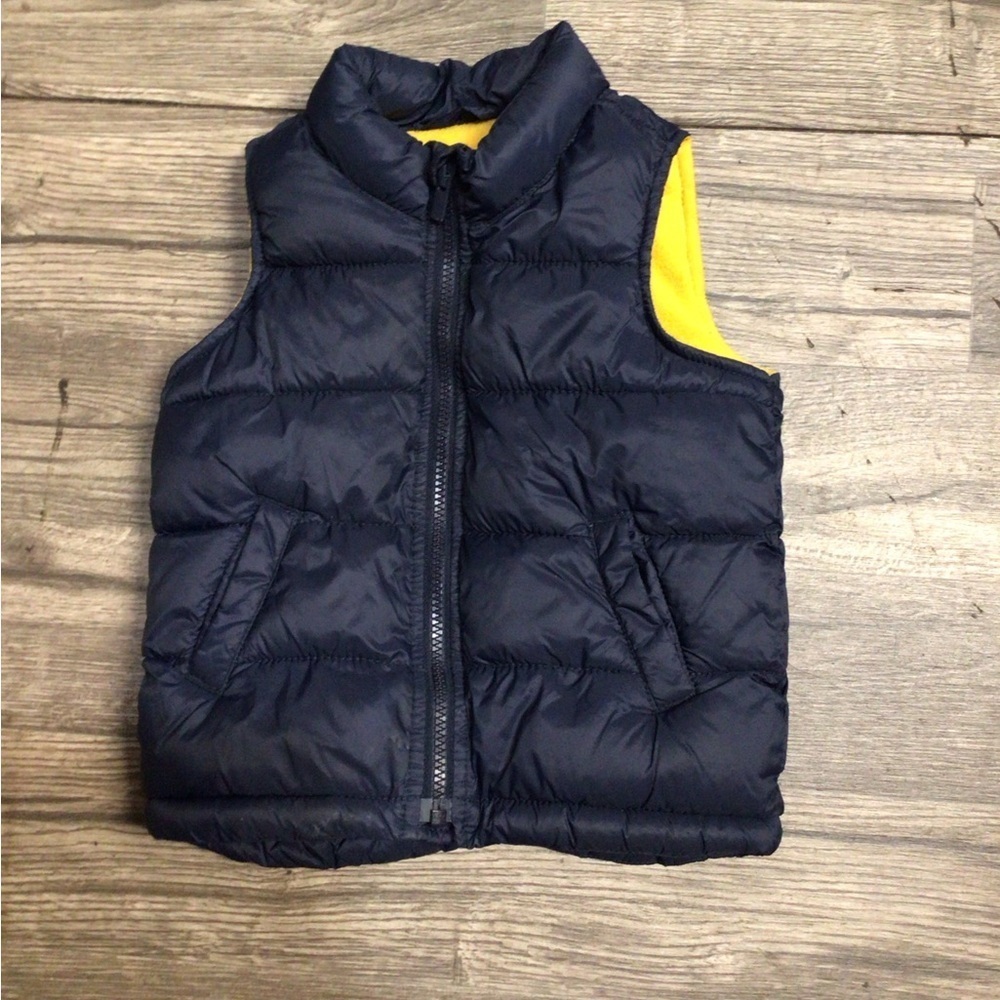 Old Navy Navy Blue Vest with Yellow Lining